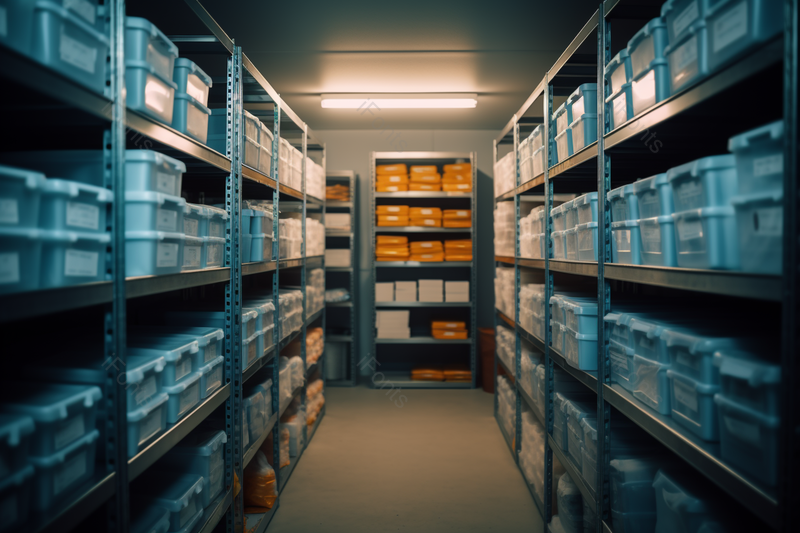 昏暗灯光下的货架塑料密封盒,高清,摄影图,摄影图片,图片大全,摄影图免费下载